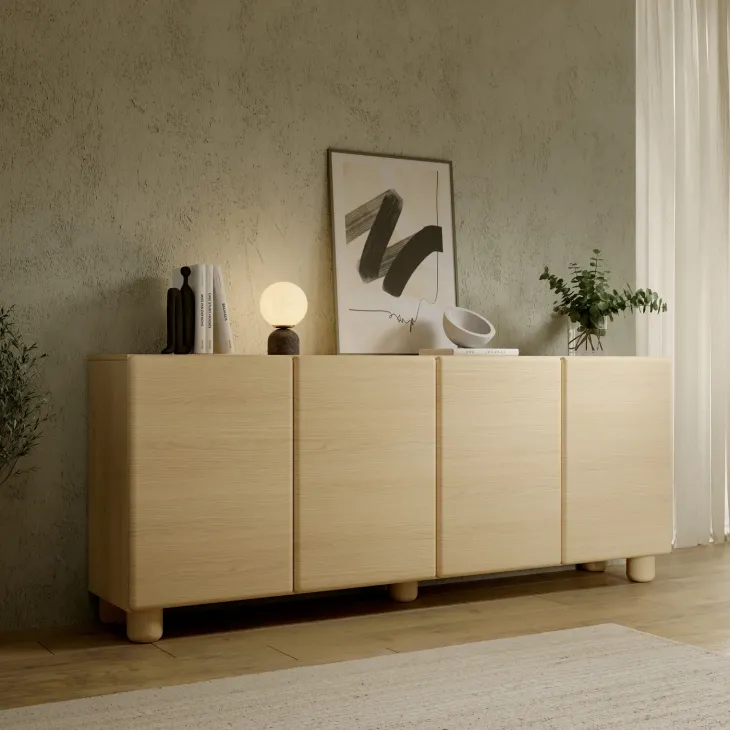Madia 200x80h cm 4 ante soggiorno rovere chiaro Mellow