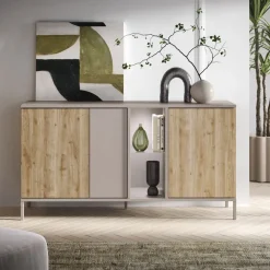 Madia 160x86h cm 3 ante 2 vani rovere chiaro beige Tony