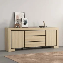 Madia 225x90h cm 3 cassetti 2 ante rovere Écarté