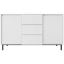 Madia 153x90h cm 3 cassetti design cannettato bianco Strike