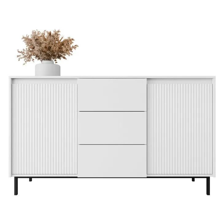 Madia 153x90h cm 3 cassetti design cannettato bianco Strike