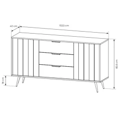 Madia 154x83h cm con led 2 ante 3 cassetti soggiorno noce Bois