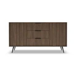 Madia 154x83h cm con led 2 ante 3 cassetti soggiorno noce Bois