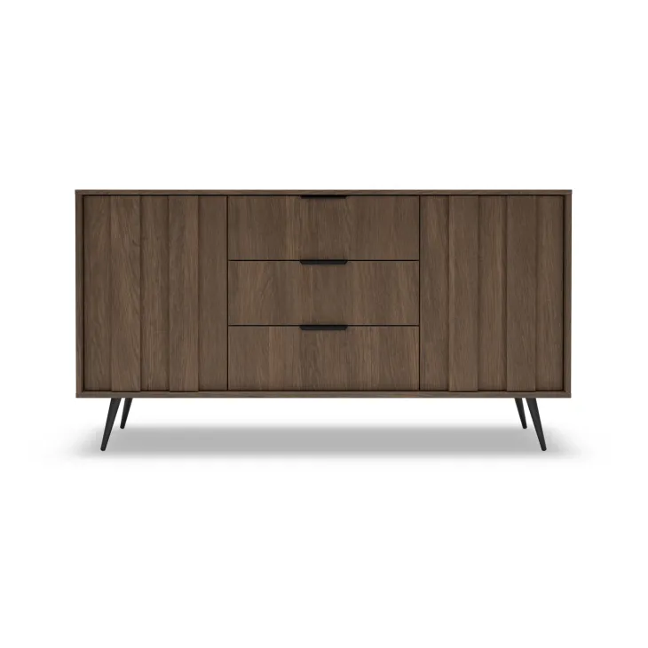 Madia 154x83h cm con led 2 ante 3 cassetti soggiorno noce Bois