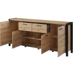 Madia 213x91h cm design industrial quercia nero opaco Neive