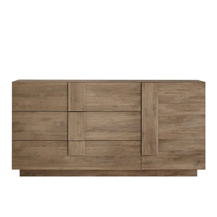 Madia 182x90h cm moderna 1 anta 3 cassetti rovere scuro Alvarez