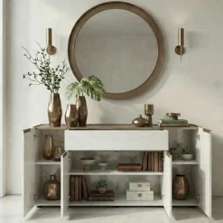 Madia 170x85h cm moderna design noce bianco spatolato Gib