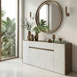 Madia 170x85h cm moderna design noce bianco spatolato Gib