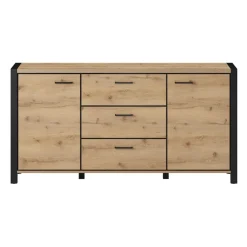 Madia 180x91h cm moderna industrial quercia nero opaco Neive