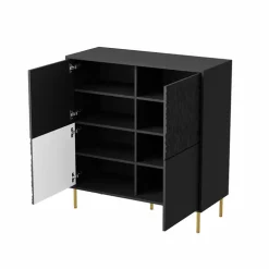 Madia 100x105h cm moderna soggiorno nero oro Osaka