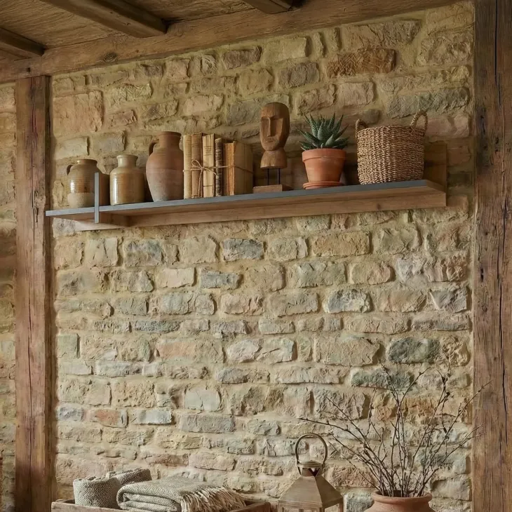 Mensola a muro 180x23h cm moderna rovere Lolla