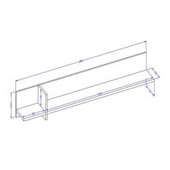 Mensola a muro 180x23h cm moderna tortora Lolla