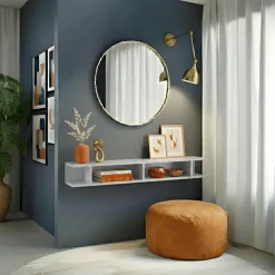 Mensola reversibile 138x19h cm con vani a vista grigio chiaro Sunset