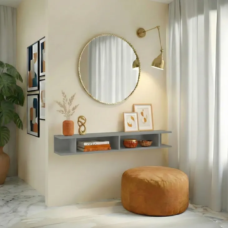 Mensola reversibile 138x19h cm con vani a vista grigio scuro Sunset