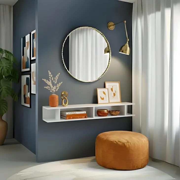 Mensola reversibile 138x19h cm con vani a vista bianco lucido Sunset