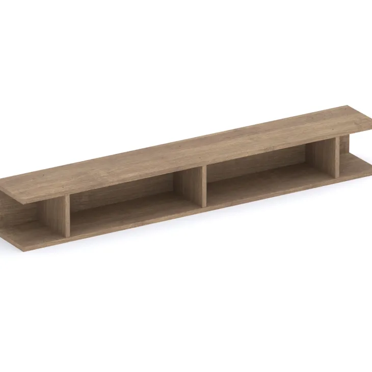 Mensola reversibile 138x19h cm con vani a vista rovere scuro Sunset