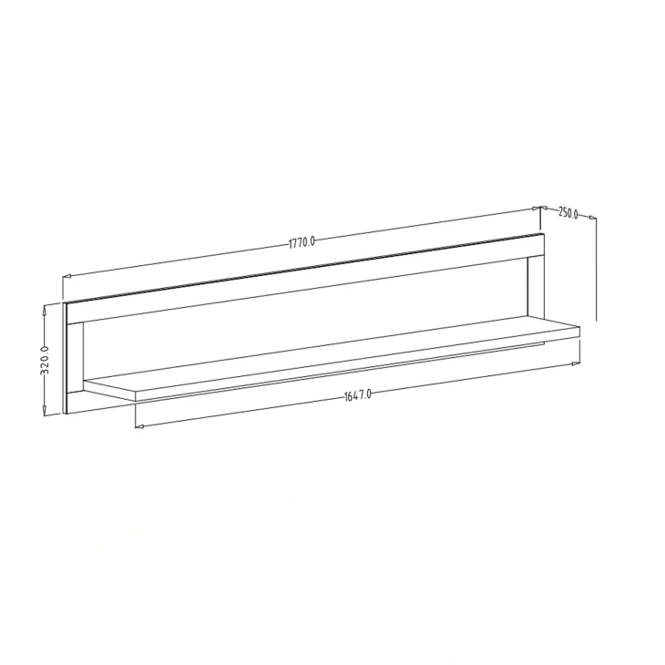 Mensola 177x32h cm a muro moderna beige Texel