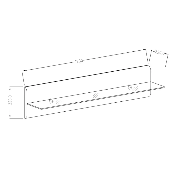 Mensola 120x22h cm da parete antracite lucido acciaio cromato Gordon