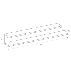 Mensola 180x28h cm da parete moderna bianco lucido rovere Aria