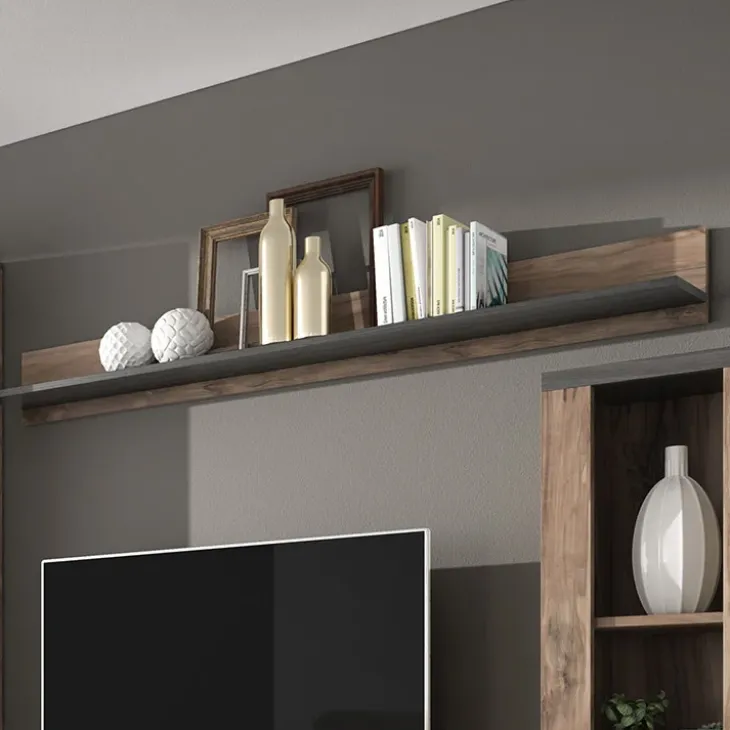 Mensola 180x20h cm da parete noce rovere grigio Paloma 2