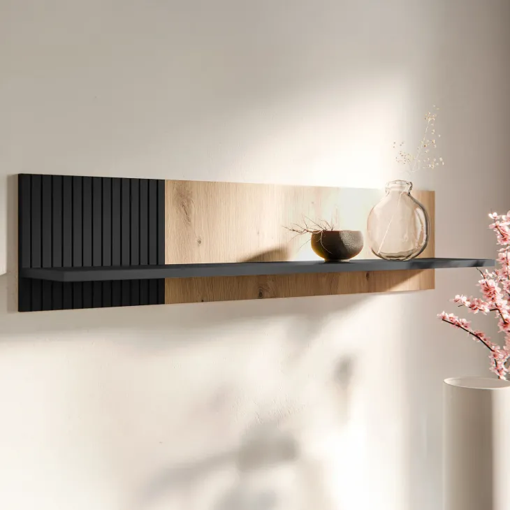 Mensola 110x25h cm da parete rovere nero Duble