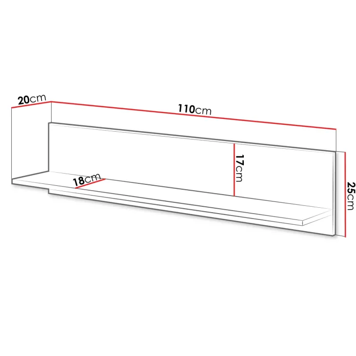 Mensola 110x25h cm da parete rovere nero Duble