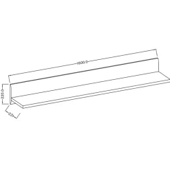 Mensola 160x22h cm moderna da parete soggiorno rovere nero Maiorca
