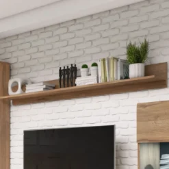 Mensola 160x22h cm moderna da parete soggiorno rovere nero Maiorca
