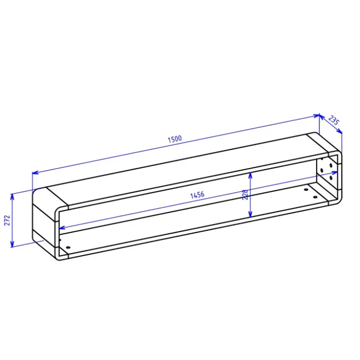 Mensola 150x27h cm moderna soggiorno rovere nero opaco Esmond