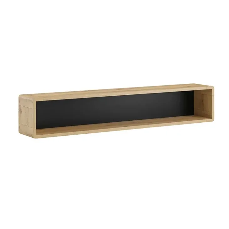 Mensola 150x27h cm moderna soggiorno rovere nero opaco Esmond