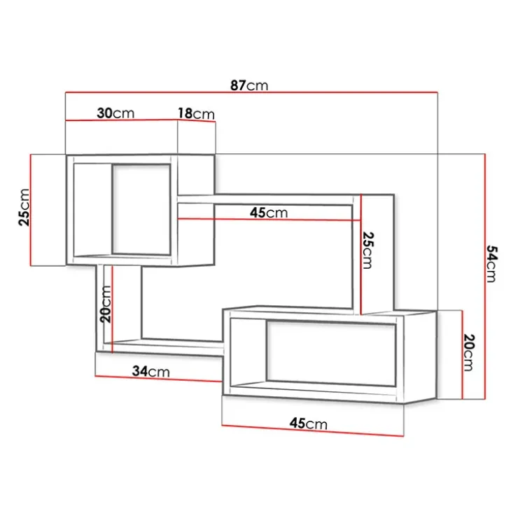 Mensola 87x54h cm pensile a muro design moderno bianco rovere Shila