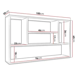 Mensola 100x60h cm pensile a muro design moderno bianco Leira