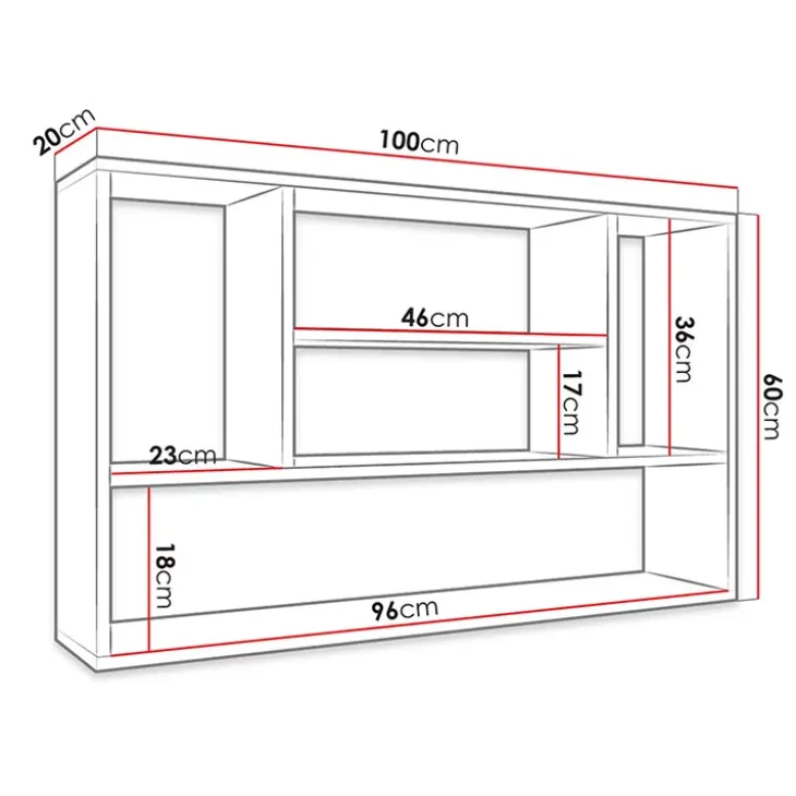 Mensola 100x60h cm pensile a muro design moderno bianco Leira