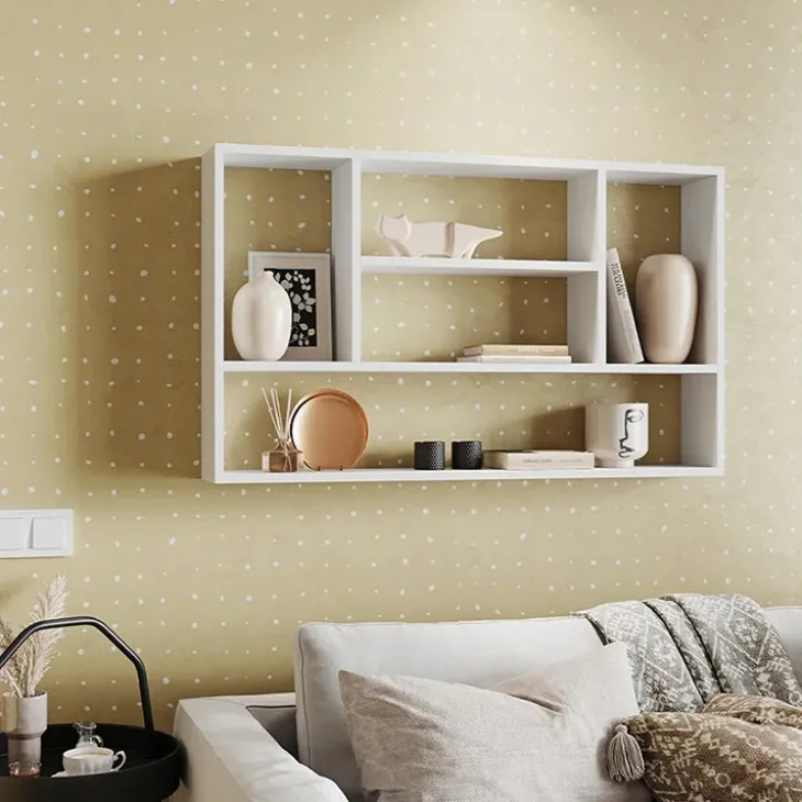 Mensola 100x60h cm pensile a muro design moderno bianco Leira