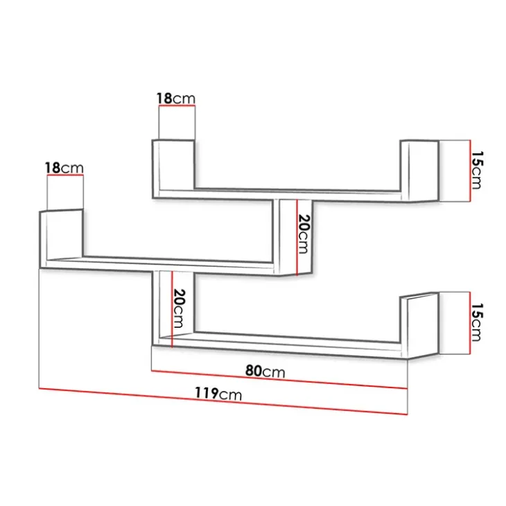 Mensola 119x55h cm pensile a muro 3 ripiani effetto marmo grigio Concetta