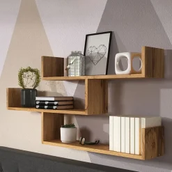Mensola 119x55h cm pensile a muro 3 ripiani quercia Concetta