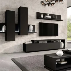 Mensola 150x32h cm per parete attrezzata nero opaco Megan Gihome®