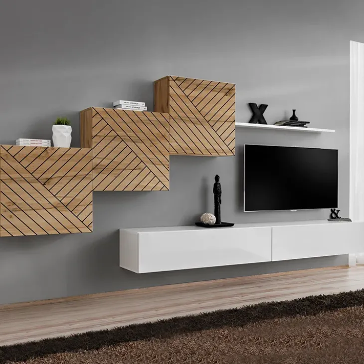Mensola 120x2h cm soggiorno bianca Geo