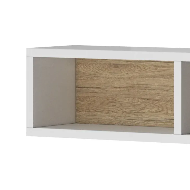 Mensola 169x21h cm 5 vani da parete bianco rovere Tahiti
