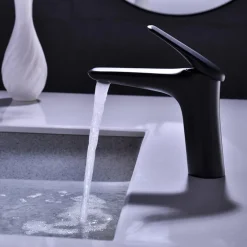 Miscelatore per lavabo bagno ottone nero Becco