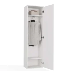 Mobile armadio multiuso ingresso 50x180h cm appendiabiti con specchio bianco Effort