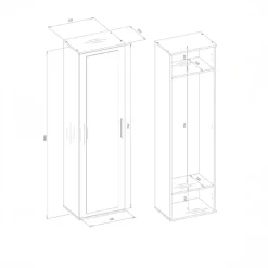 Mobile armadio multiuso ingresso 50x180h cm appendiabiti con specchio bianco Effort
