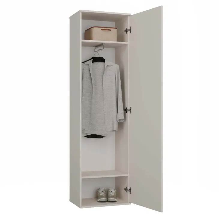 Mobile armadio multiuso ingresso 50x180h cm appendiabiti con specchio beige cashmere Effort