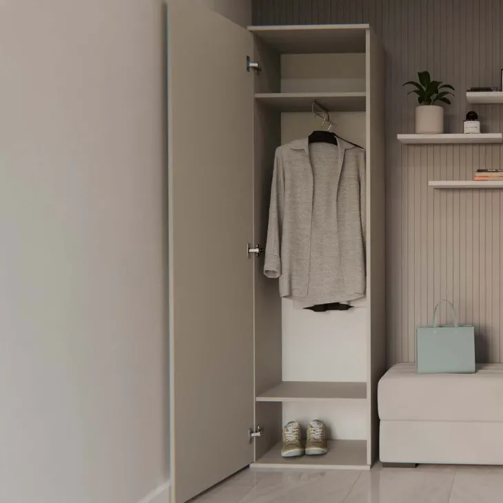 Mobile armadio multiuso ingresso 50x180h cm appendiabiti con specchio beige cashmere Effort