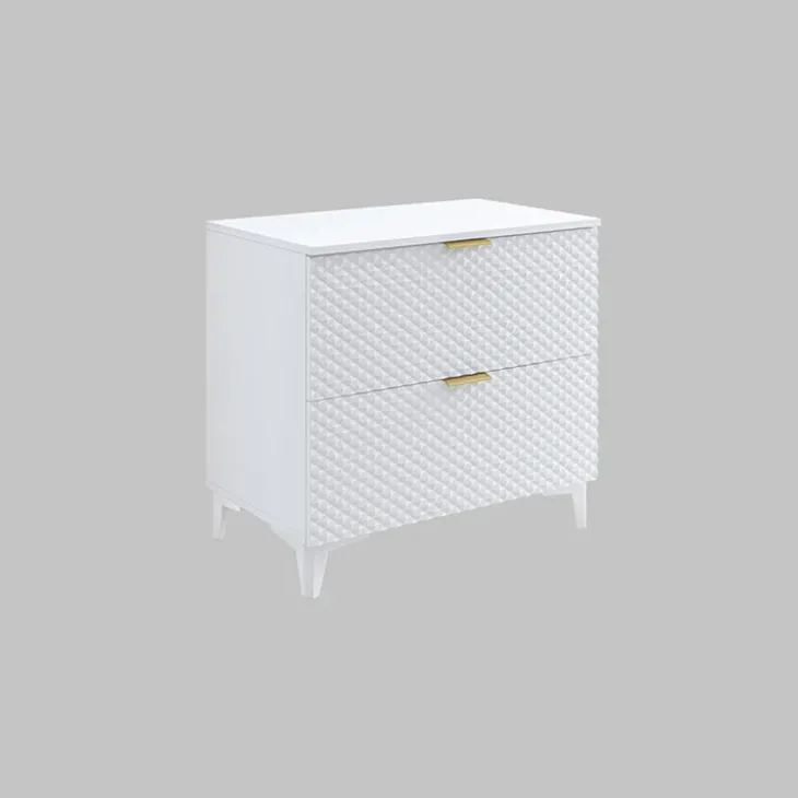 Mobile bagno a terra 81cm 2 cassetti bianco frontali decorati Konny