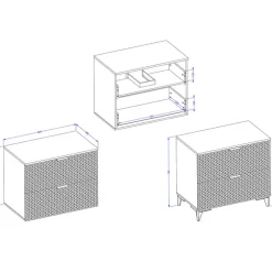 Mobile bagno a terra 81cm 2 cassetti bianco frontali decorati Konny