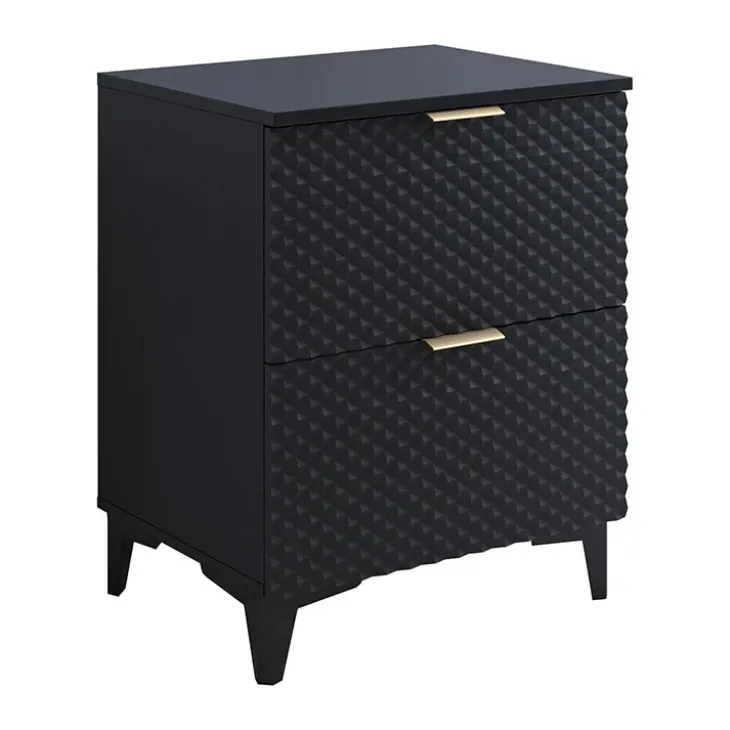 Mobile bagno a terra 61cm 2 cassetti nero frontali decorati Konny