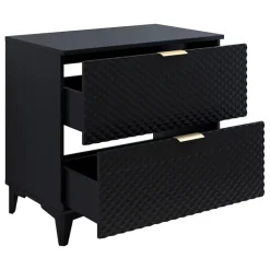 Mobile bagno a terra 81cm 2 cassetti nero frontali decorati Konny