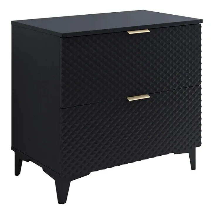Mobile bagno a terra 81cm con colonna nero frontali decorati Konny