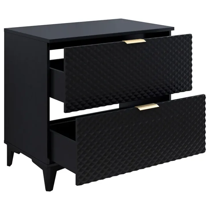 Mobile bagno a terra 81cm con colonna nero frontali decorati Konny